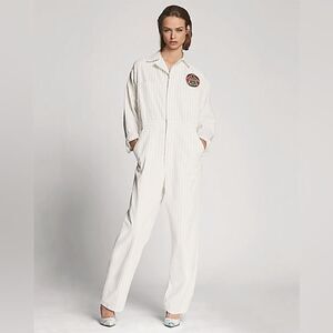 Ralph Lauren Collection Alstin Striped Cotton Workwear Coverall White/Azure
